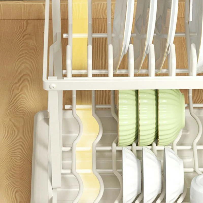 Escurridor de cocina de 2 niveles de 40 cm de ancho - Estante organizador multifuncional para utensilios de cocina - Negro