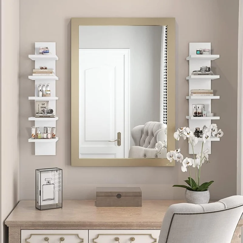 Étagère Murale Multi-Niveaux Sans Perçage à 5 Niveaux - Support de Rangement Flottant Organisateur de Décoration pour Salon et Chambre - Blanc
