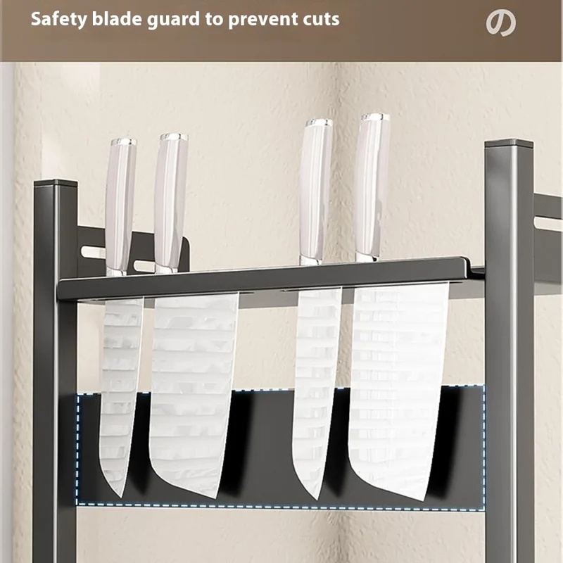 Organizador de Especias para Cocina de 2 Niveles, 40 cm de Ancho, Estantería de Almacenamiento de Encimera, Soporte para Utensilios y Cuchillos - Gris