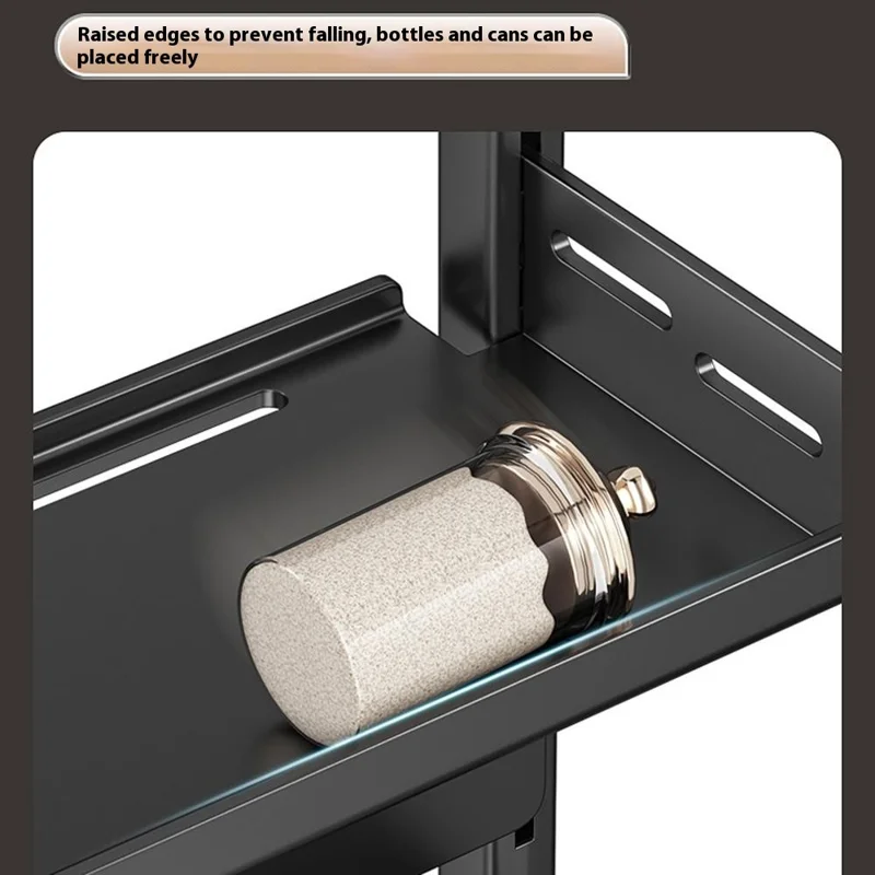 Organizador de Especias para Cocina de 2 Niveles, 50 cm de Ancho, Estante de Almacenamiento para Encimera, Soporte para Cuchillos y Cubiertos - Gris