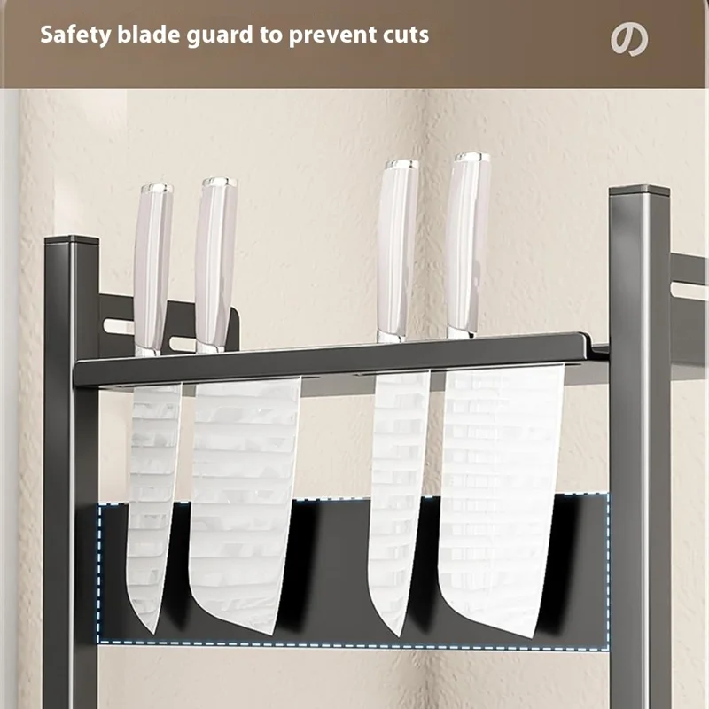 Organizador de Especias para Cocina de 3 Niveles de 40 cm de Ancho, Estante de Almacenamiento de Encimera, Soporte para Utensilios y Cuchillos - Gris