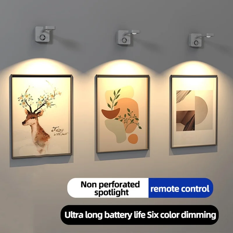 Motion Sensor Wall Art LED Spotlight for Paintings USB Rechargeable Dimmable Colorful Ambient Light