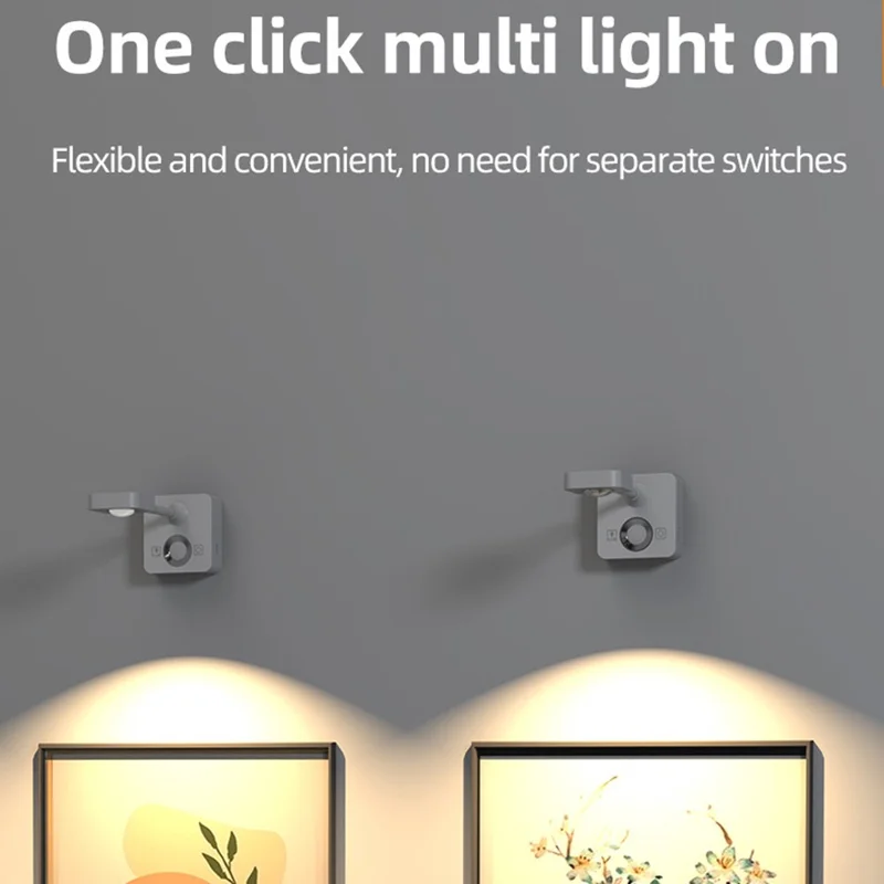 Motion Sensor Wall Art LED Spotlight for Paintings USB Rechargeable Dimmable Colorful Ambient Light