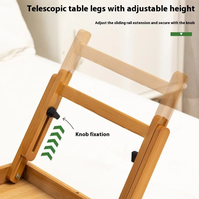 Table portable en bambou de 64 cm, hauteur ajustable et pliable, pour lecture, écriture et travail, Taille M - Couleur bambou