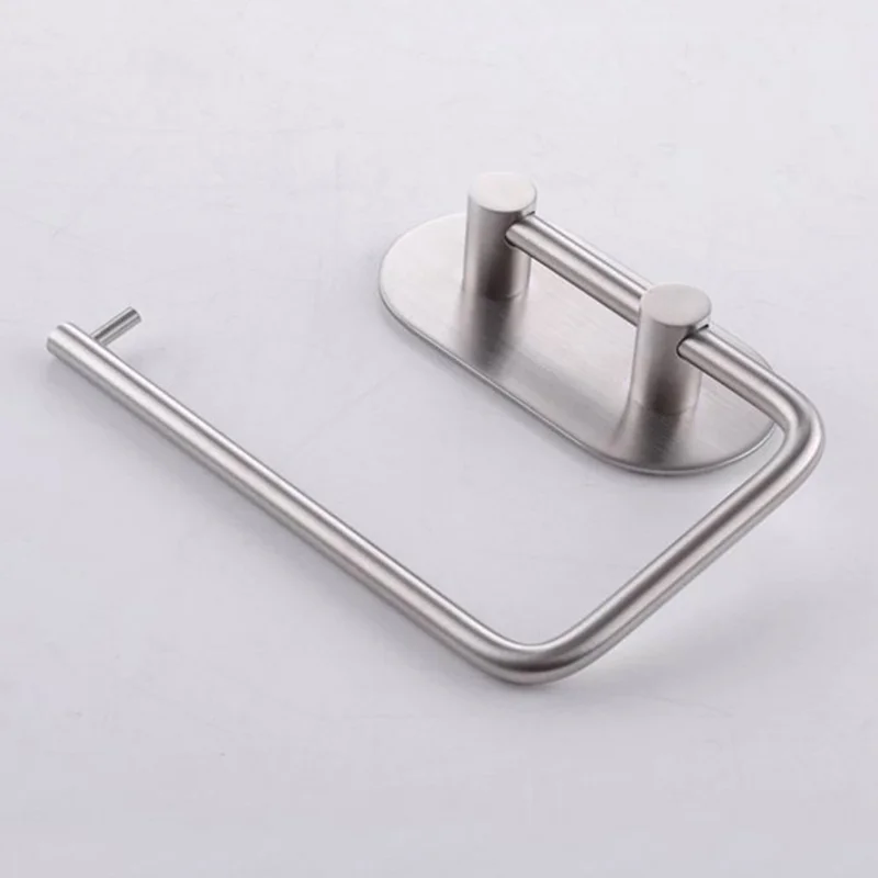 Soporte de papel higiénico de acero inoxidable sin perforación Dispensador de rollo de papel montado en la pared para baño / cocina