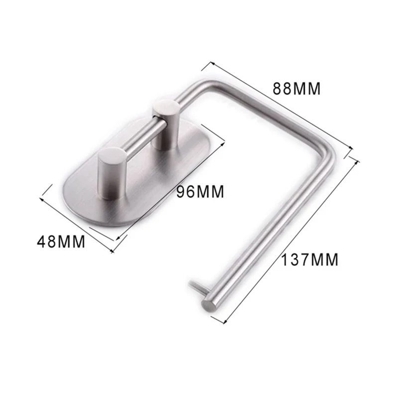 Soporte de papel higiénico de acero inoxidable sin perforación Dispensador de rollo de papel montado en la pared para baño / cocina