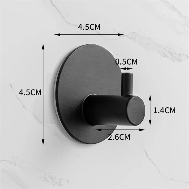 Gancio in Acciaio Inox Tipo Cavo con Colla Senza Foratura Appendiabiti Rotondo da Parete per Asciugamani Cappotti Ombrelli - Nero