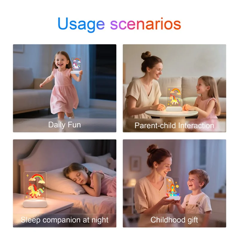Quadro de anotações LED apagável Luz noturna de pintura 3D Quadro de desenho recarregável Quadro de esboço de acrílico
