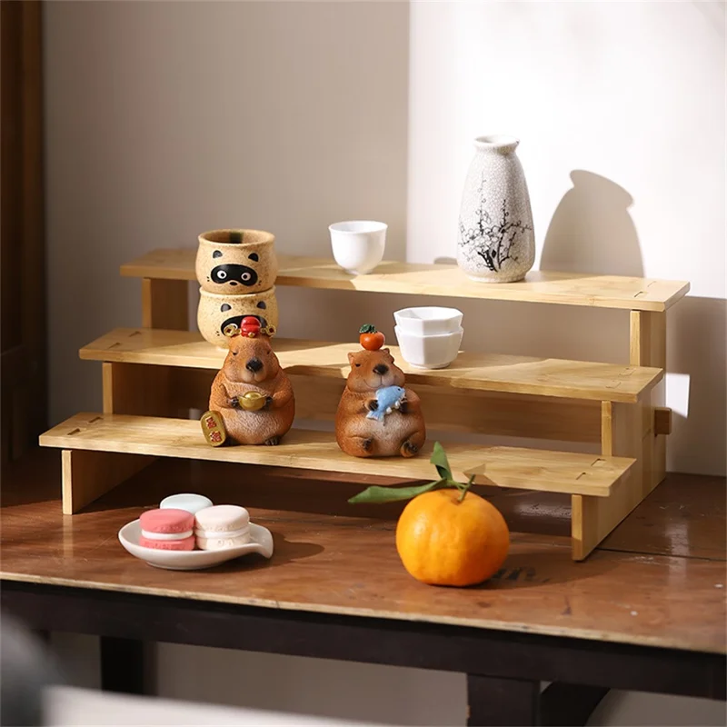 Bamboo 3-Tier Spice Rack Organizer Kitchen Detachable Condiments Storage Shelf