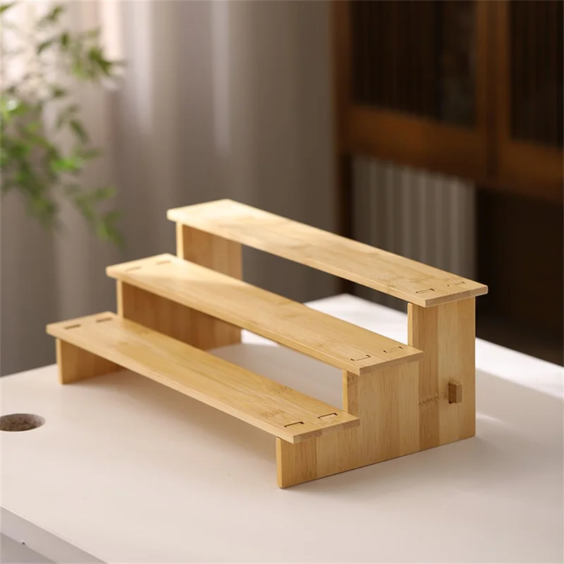 Bamboo 3-Tier Spice Rack Organizer Kitchen Detachable Condiments Storage Shelf