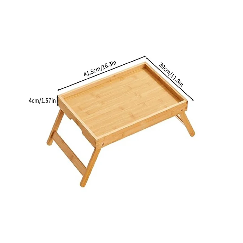 Mesa de Laptop Dobrável de Bambu para Cama, Mesa Preguiçosa para Estudo, Trabalho e Café da Manhã