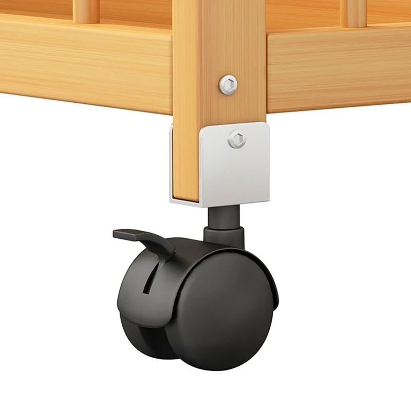 Bambus Küche 3-Stufiger Schmaler Rollwagen Organizer Aufbewahrungsregal mit Rollen