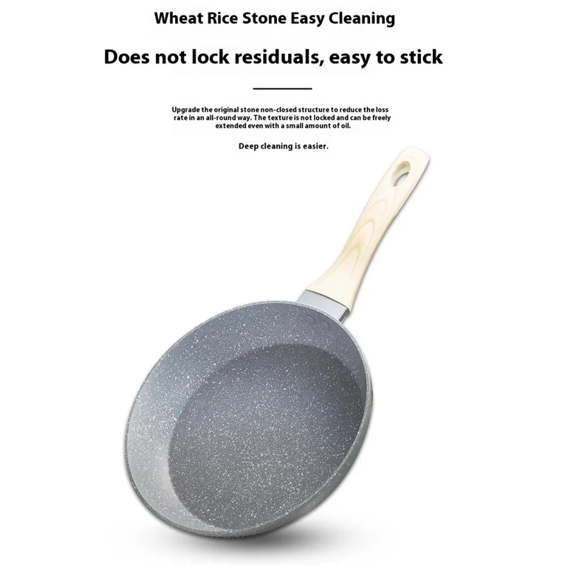Conjunto de Panelas Maifanite para Cozinha com Textura de Mármore, Frigideira Antiaderente e Panela de Sopa (Livre de BPA, Sem FDA) - Cinza