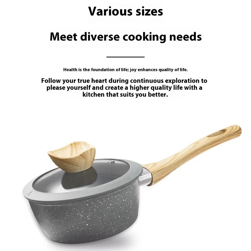 Conjunto de Panelas Maifanite para Cozinha com Textura de Mármore, Frigideira Antiaderente e Panela de Sopa (Livre de BPA, Sem FDA) - Cinza
