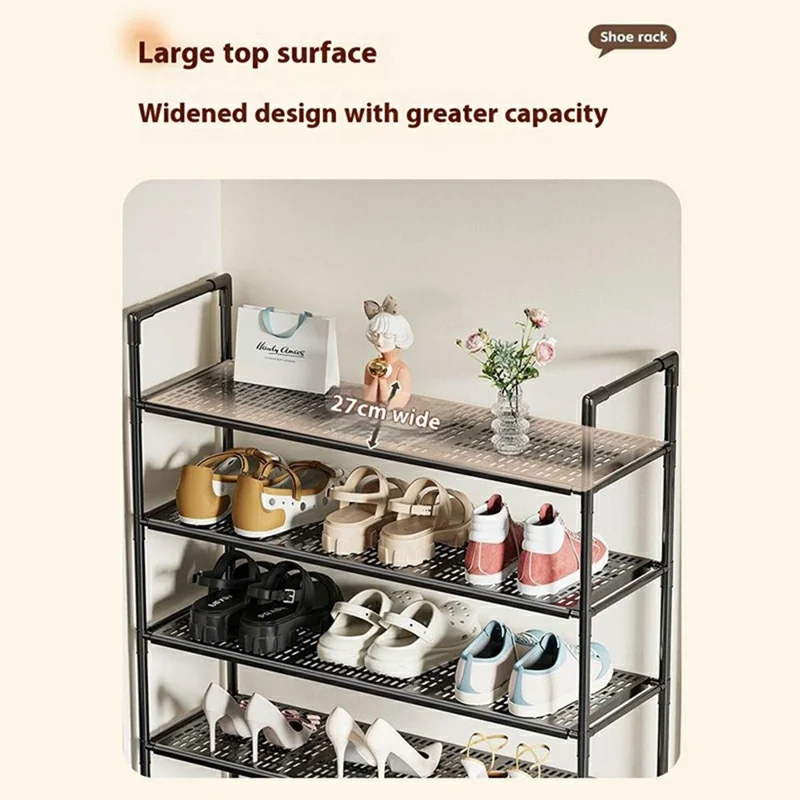 5-Tier Holes Board Shoe Rack Entryway Home Dorm Small Space Shoes Storage Organizer, 45cm Length