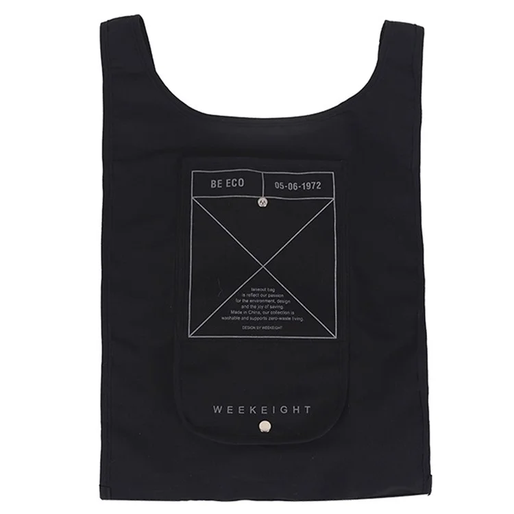 Saco de Compras Portátil de Nylon à Prova D'água Weekeight - Preto