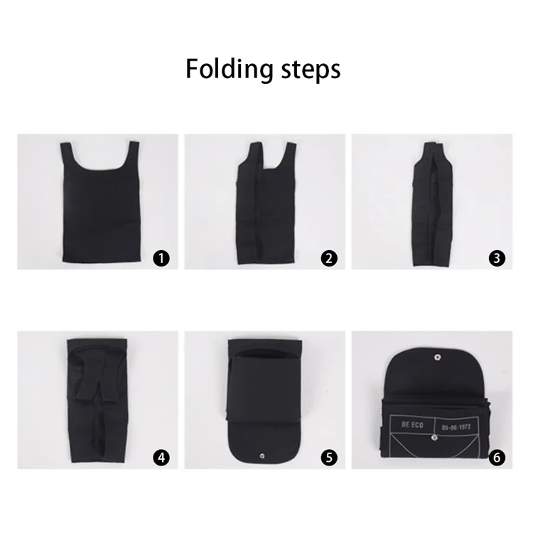 Saco de Compras Portátil de Nylon à Prova D'água Weekeight - Preto