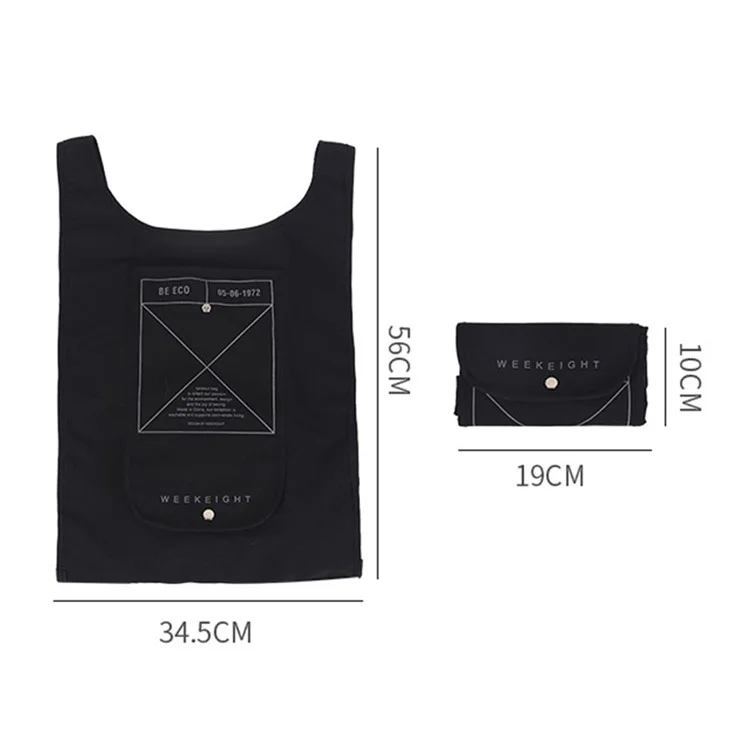 Saco de Compras Portátil de Nylon à Prova D'água Weekeight - Preto