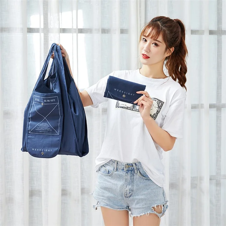 Saco de Compras Portátil de Nylon à Prova D'água Weekeight - Preto