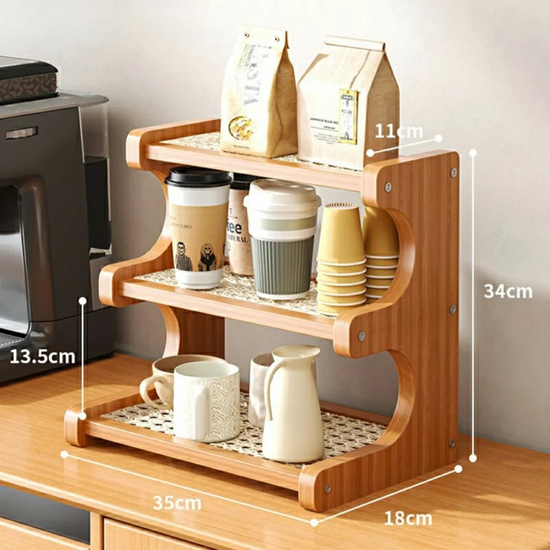 Présentoir en forme de trapèze 35 cm 3 niveaux Supports de rangement Organisateur pour tasses, plantes, rebord de fenêtre, balcon - Version filet