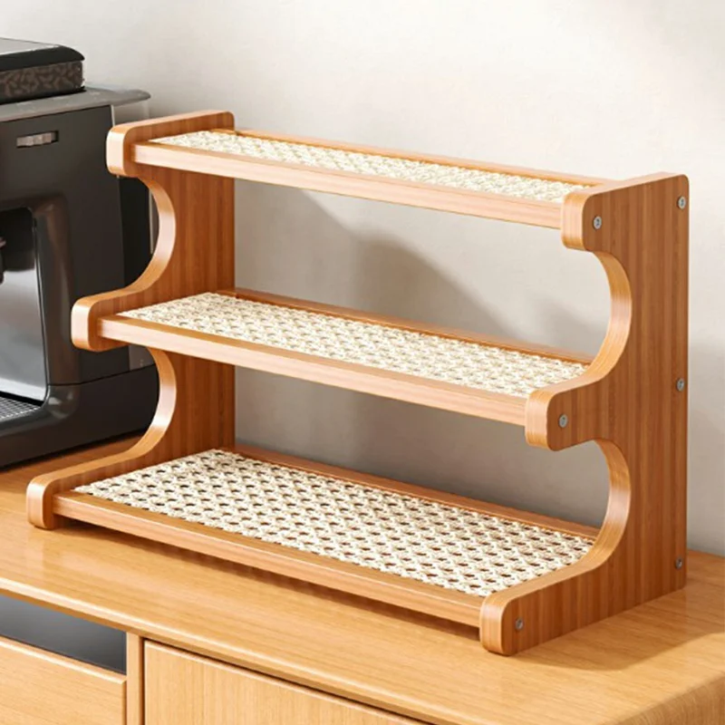 Support d'affichage à étages de 50 cm, support de rangement à 3 niveaux pour tasses/plantes, égouttoir de bureau, vitrine