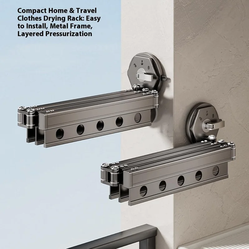 Tendedero de ropa retráctil plegable de aluminio con 3 secciones y ventosas
