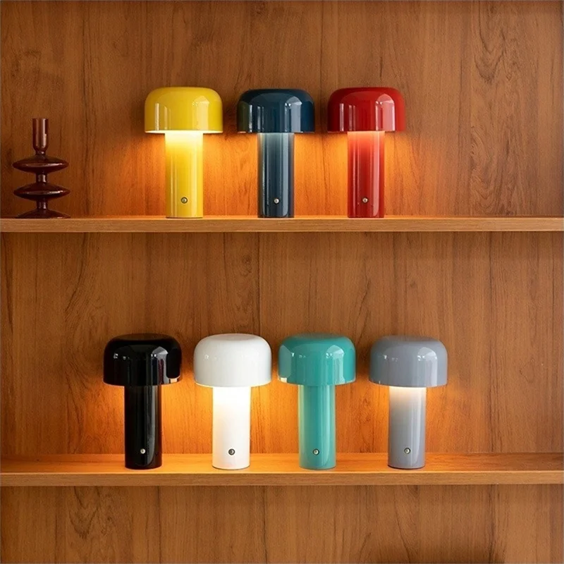Lampada da tavolo a fungo LED wireless Luce notturna ambiente ricaricabile per camera da letto / bar / ristorante - Giallo