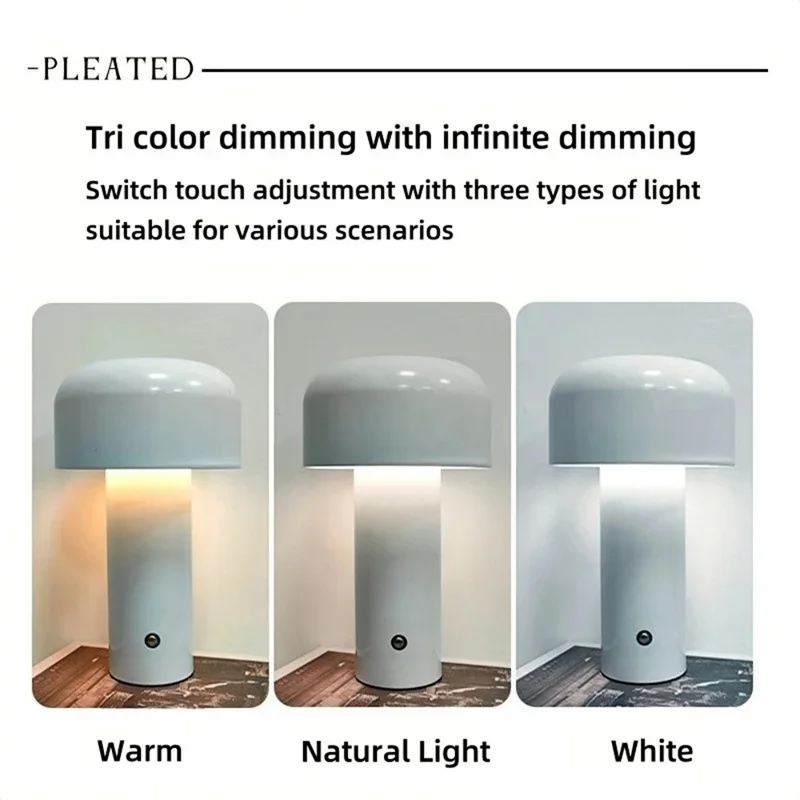 Lampada da tavolo a fungo LED wireless Luce notturna ambiente ricaricabile per camera da letto / bar / ristorante - Giallo