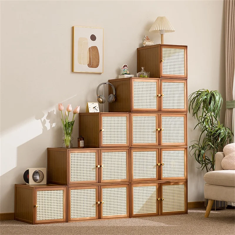 Modulares Holz-Gitter-Regal Freistehend Aufbewahrungsregal für Zuhause / Schaufenster - Braun