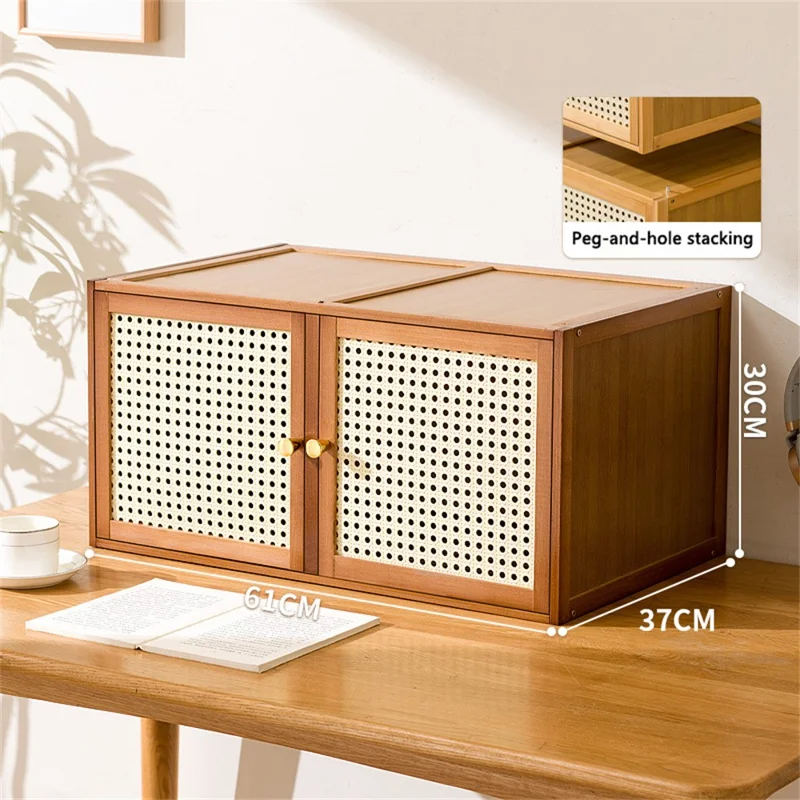 Armadio Creativo a Doppia Porta Multifunzionale Libreria TV Stand Organizzatore Impilabile - Marrone