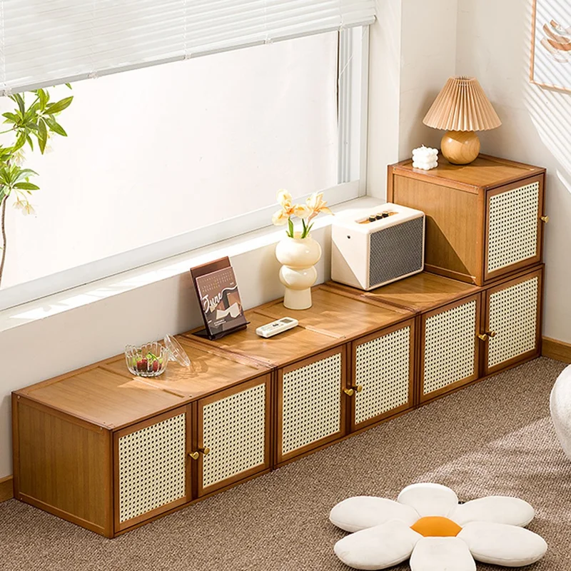 Armadio Creativo a Doppia Porta Multifunzionale Libreria TV Stand Organizzatore Impilabile - Marrone