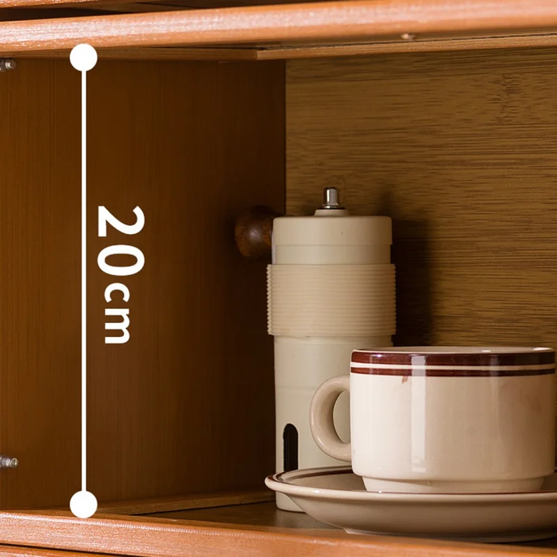 2-Door 35cm Desktop Storage Cabinet Tea Set Display Holder Organizer for Kitchenware / Cosmetics / Cups - Net