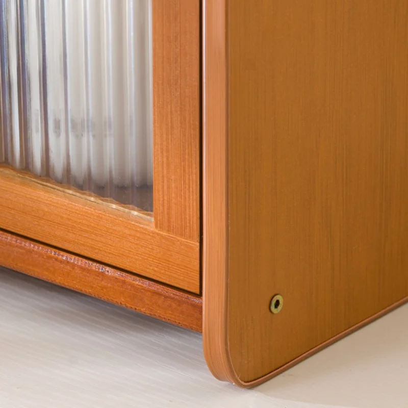 2-Door 35cm Desktop Storage Cabinet Tea Set Display Holder Organizer for Kitchenware / Cosmetics / Cups - Stripe