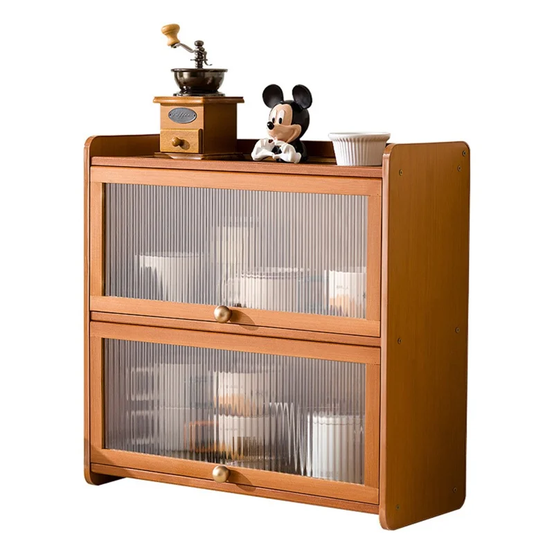 2-Türiger 50cm Schreibtisch-Aufbewahrungsschrank Organizer Ausstellungsregal für Teeservice / Küchenutensilien / Kosmetik / Tassen - Streifen