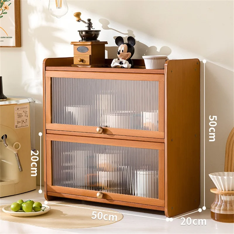 2-Türiger 50cm Schreibtisch-Aufbewahrungsschrank Organizer Ausstellungsregal für Teeservice / Küchenutensilien / Kosmetik / Tassen - Streifen