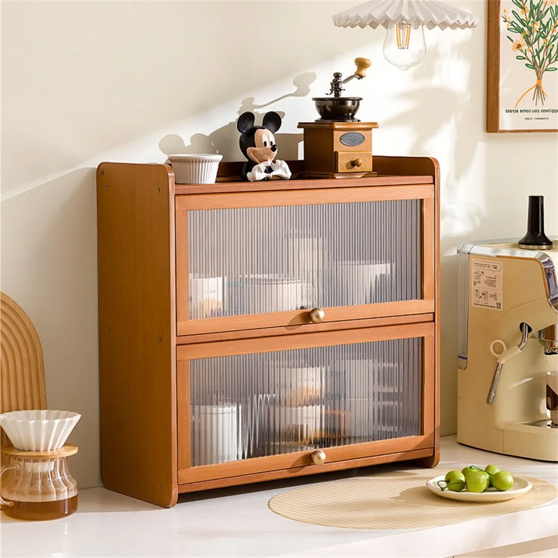 2-Türiger 50cm Schreibtisch-Aufbewahrungsschrank Organizer Ausstellungsregal für Teeservice / Küchenutensilien / Kosmetik / Tassen - Streifen