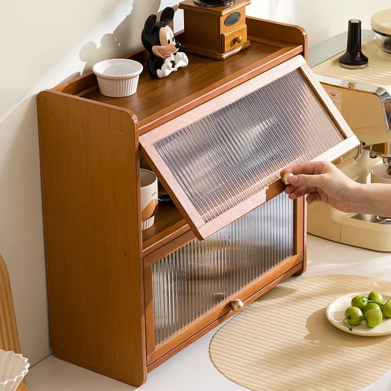 2-Türiger 50cm Schreibtisch-Aufbewahrungsschrank Organizer Ausstellungsregal für Teeservice / Küchenutensilien / Kosmetik / Tassen - Streifen