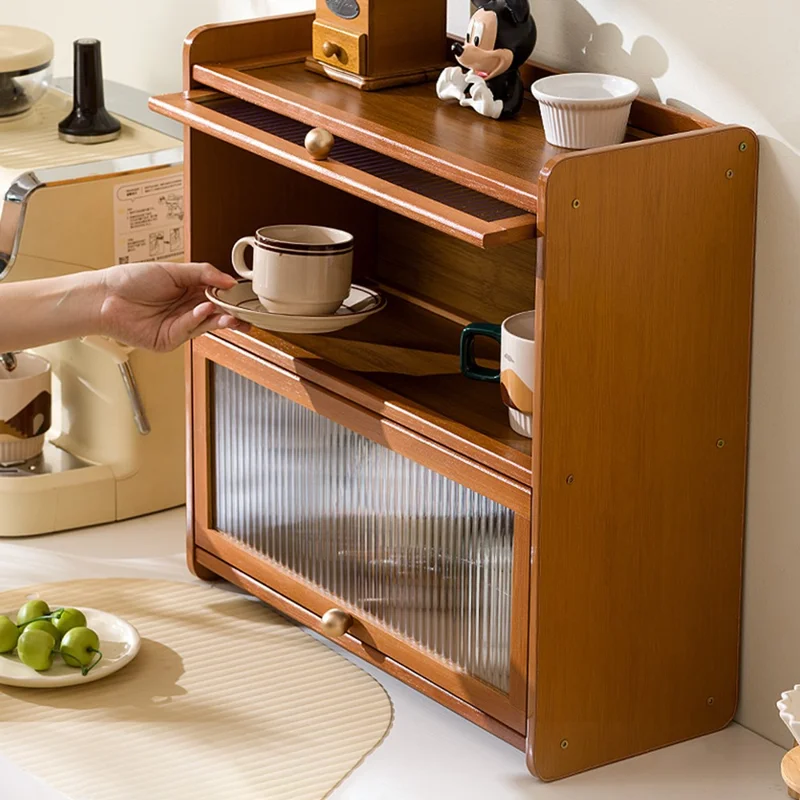 2-Türiger 50cm Schreibtisch-Aufbewahrungsschrank Organizer Ausstellungsregal für Teeservice / Küchenutensilien / Kosmetik / Tassen - Streifen
