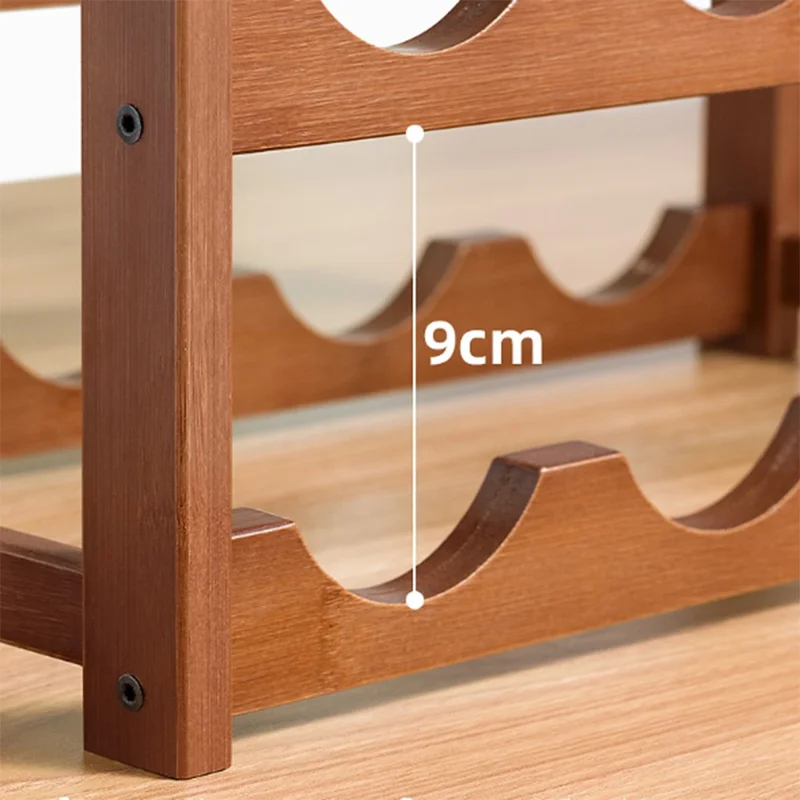 Creative 3-Tier Wine Rack for 9 Bottles Bamboo Tabletop Display Stand Home Bar Storage Organizer
