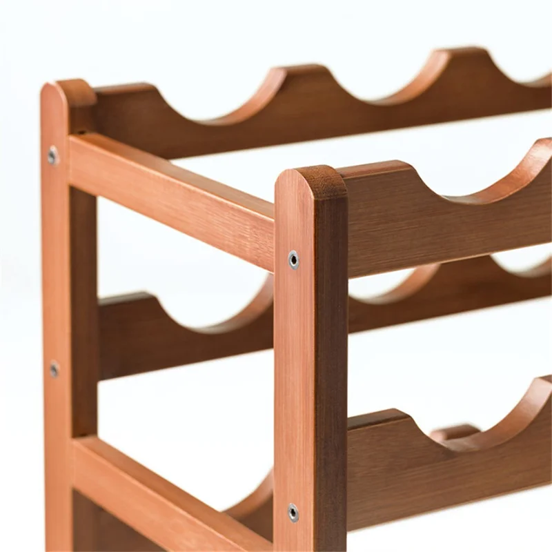 Creative 4-Tier Wine Rack for 12 Bottles Bamboo Tabletop Display Stand Home Bar Storage Organizer