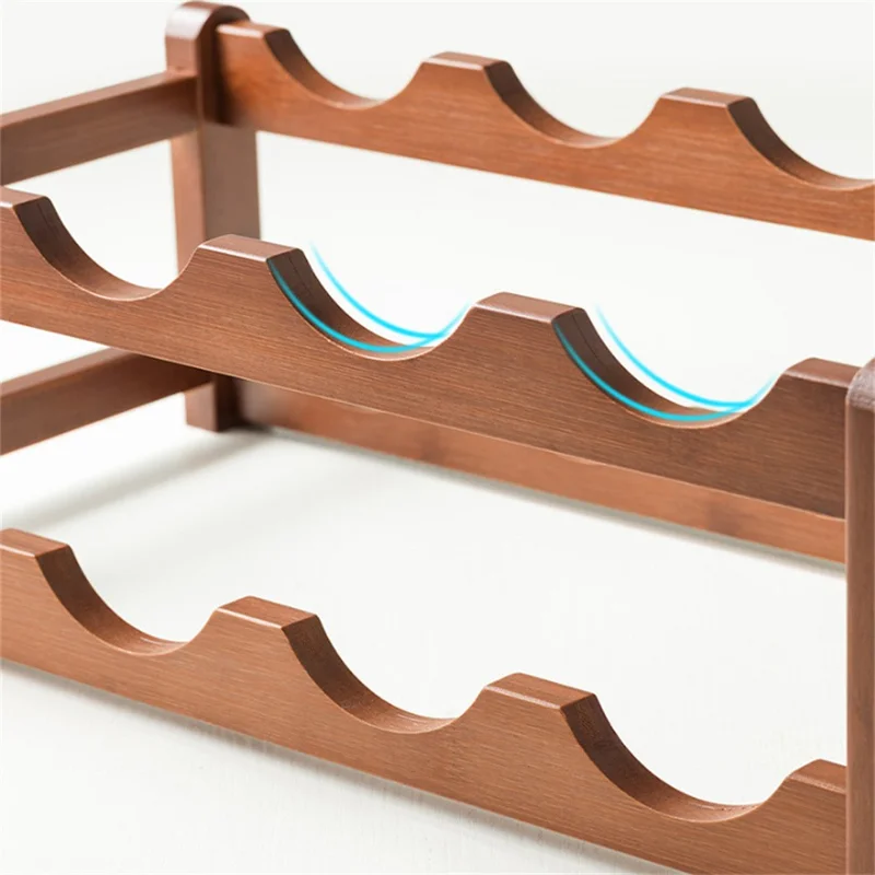 Creative 4-Tier Wine Rack for 12 Bottles Bamboo Tabletop Display Stand Home Bar Storage Organizer
