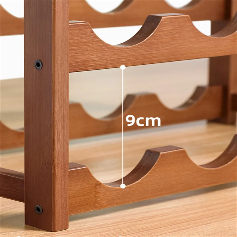 Creative 4-Tier Wine Rack for 12 Bottles Bamboo Tabletop Display Stand Home Bar Storage Organizer
