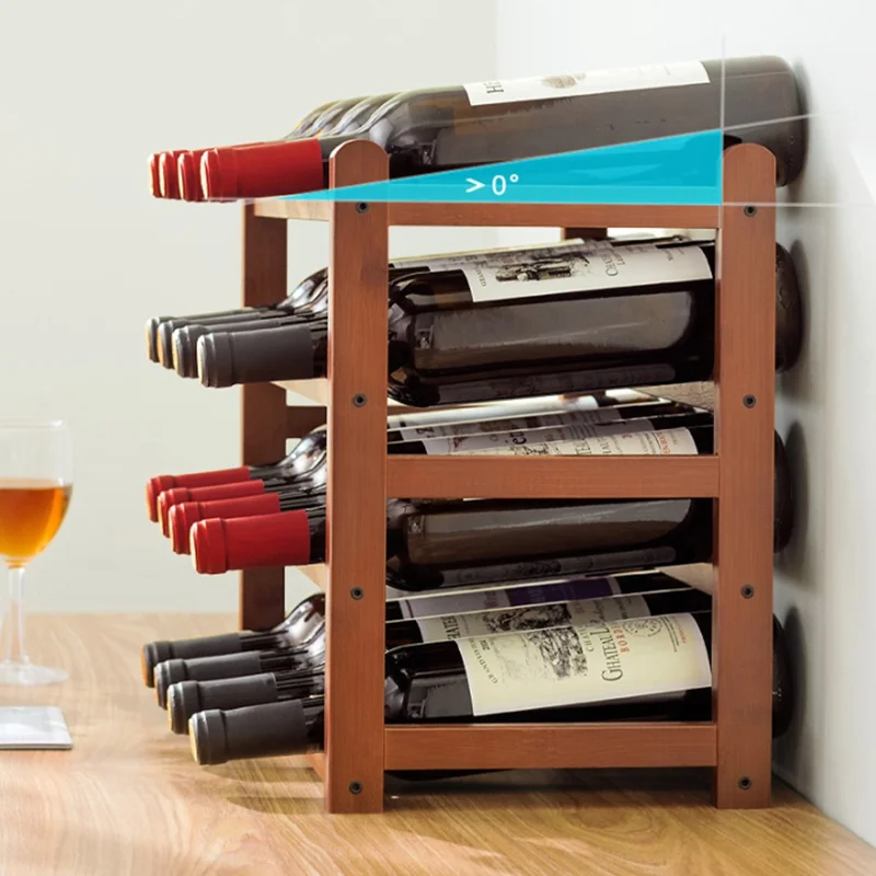 Creative 4-Tier Wine Rack for 16 Bottles Bamboo Tabletop Display Stand Home Bar Storage Organizer