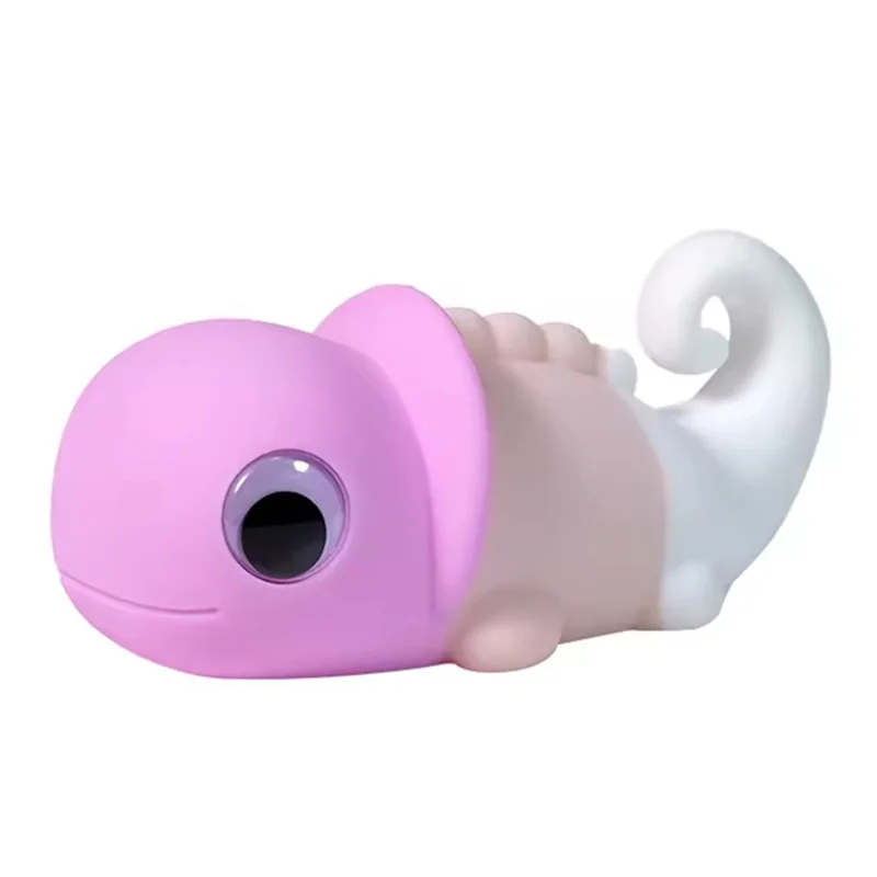 JXJA065B Cartoon Chameleon Shape Night Light for Kids Room Color Changing White Noise Bedside Lamp - Pink