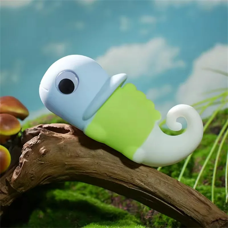 JXJA065B Cartoon Chameleon Shape Night Light for Kids Room Color Changing White Noise Bedside Lamp - Pink