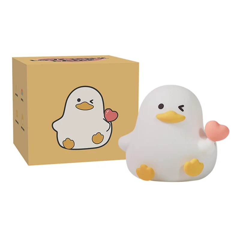 A072 Cálida Luz Lindo Pato de Dibujos Animados Forma Luz Nocturna Alivio del Estrés Toque Control Lámpara de Mesita de Noche de Silicona