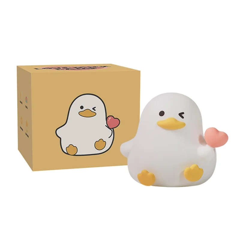 A072 7 Color Changing Cute Cartoon Duck Shape Night Light Stress Relief Tap Control Silicone Bedside Lamp