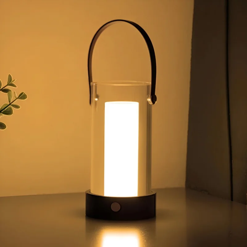Luz Noturna de Madeira Retrô T12 com Alça, 3 Temperaturas de Cor Ajustáveis, Luminária de Mesa de Cabeceira
