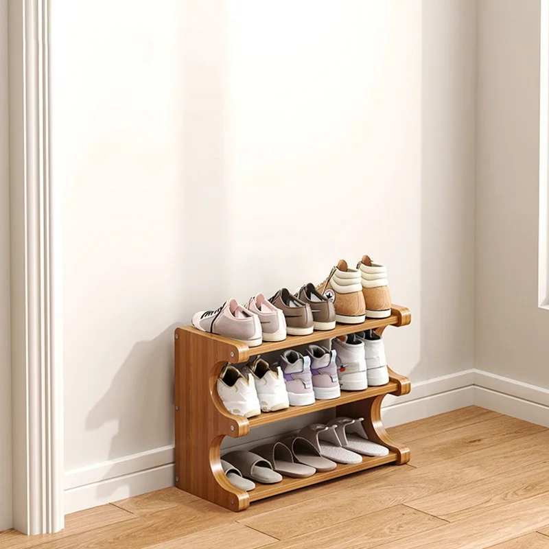 Estante para Zapatos de Bambú de 3 Niveles, Longitud de 50 cm, Organizador de Almacenamiento para Entrada, Dormitorio y Hogar