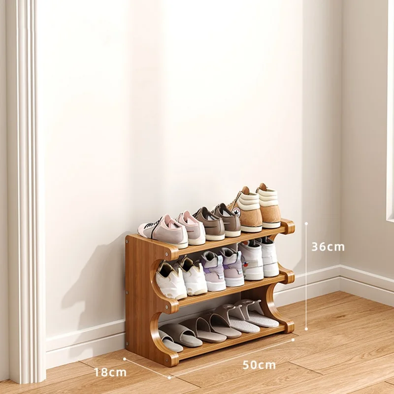Estante para Zapatos de Bambú de 3 Niveles, Longitud de 50 cm, Organizador de Almacenamiento para Entrada, Dormitorio y Hogar